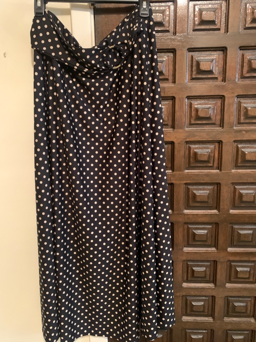 SHEIN Black XL Maxi Skirt with Cream Polka Dots